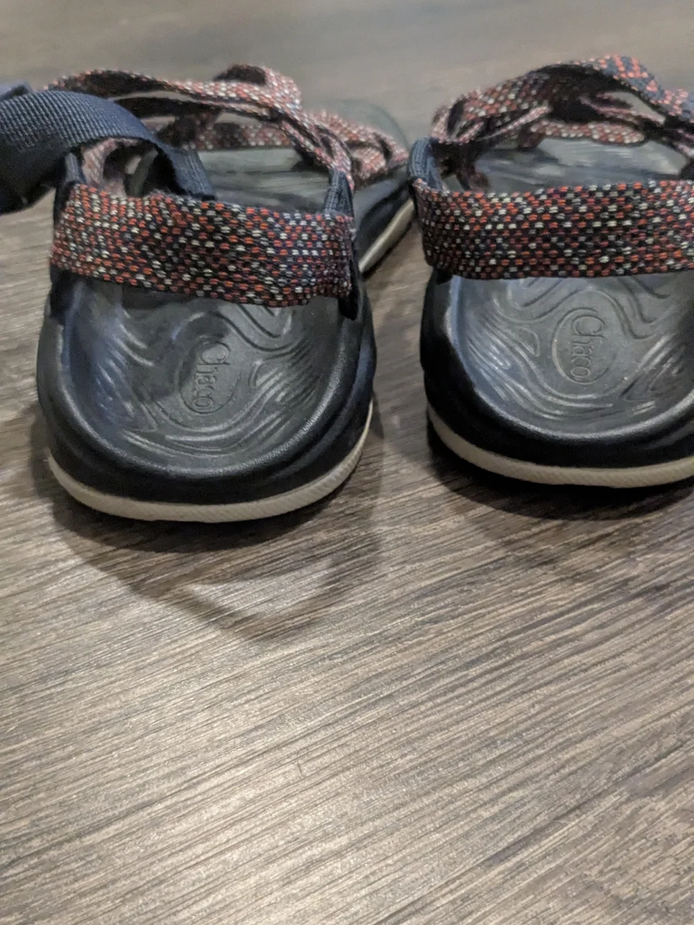 Chaco Women's Sandals - Black and Red Pattern Size 6